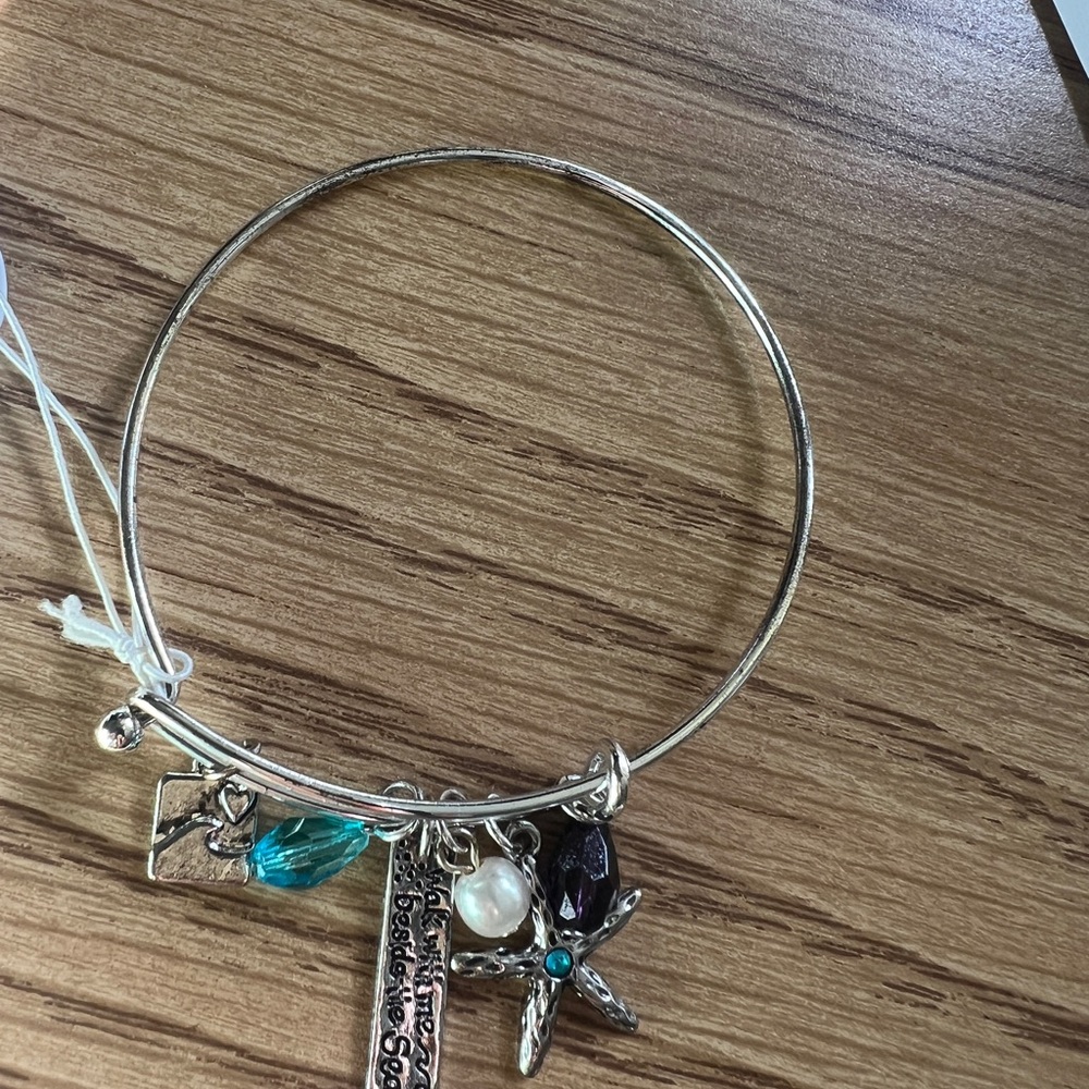 Blue and Silver Charm Bracelet with starfish and heart
